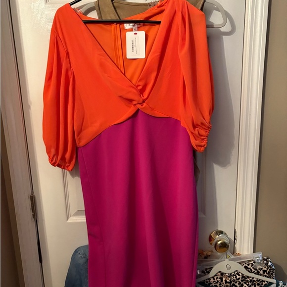 Orange and Pink‎ Women's Dress - Picture 1 of 3